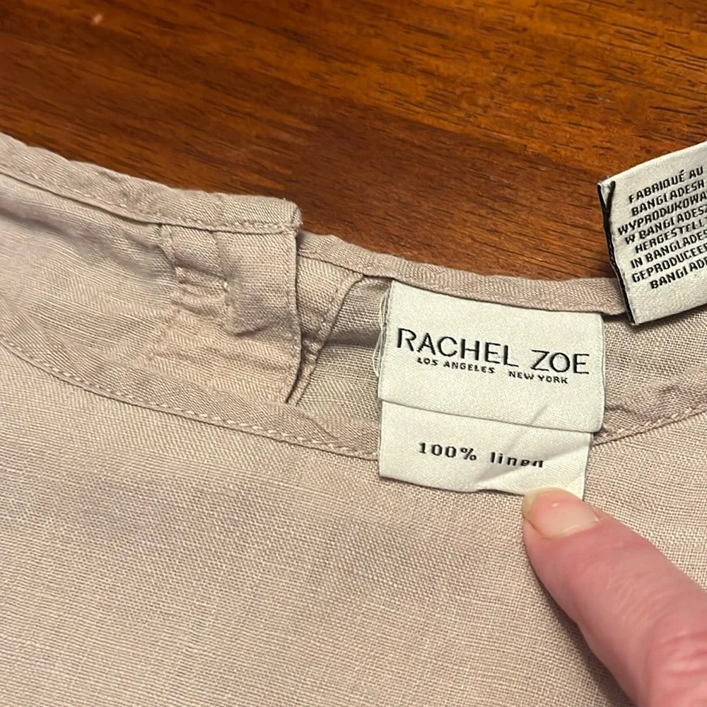Rachel Zoe 100% Linen Short Sleeve top with botton back and tie front size XL - Picture 7 of 11